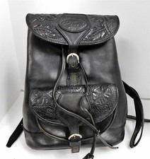 Veari Black Tooled Leather