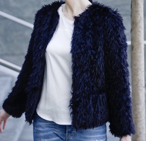 Zara pelliccia ecologica blu - ecologica,