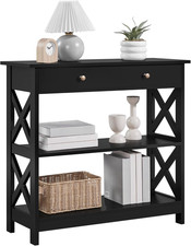 Tavolo Console Con Ripiani E Cassetti, Consolle Ingresso Moderno, Mobiletto Salv