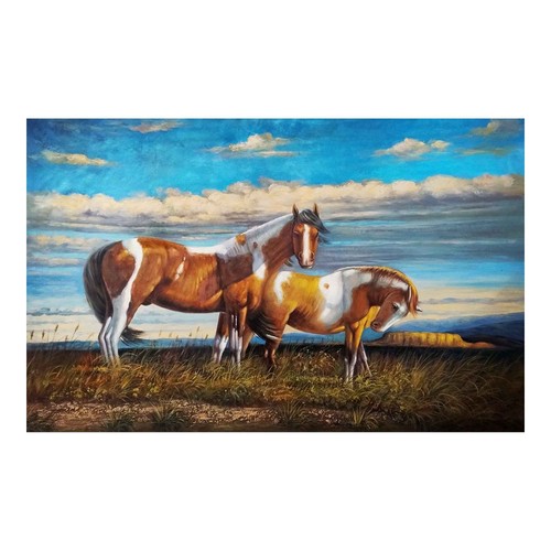 Quadro olio tela cavalli - quadro,