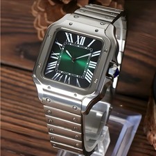 Square Pilot Silver | Green Sunburst | Acciaio integrato | 38 mm | Zaffiro