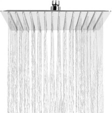 SOFFIONE DOCCIA BAGNO IN ACCIAIO INOX ULTRA SLIM LUCIDO CROMATO 20CM-QUADRATO