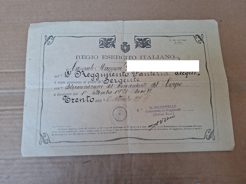 Diploma reggimento - diploma, 18^