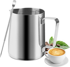 Bricco Latte Acciaio Inox, 350 Ml Bollitore Latte, Latte Art, Con Segni Di Misur