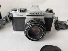 Pentax Asahi K 1000 fotocamera pellicola 35 mm - obiettivo 50 mm e custodia protettiva in pelle