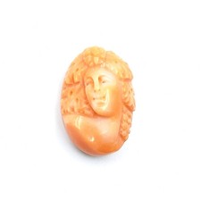 ANTICO CIONDOLO CAMMEO DI CORALLO ARANCIONE INTAGLIO DEL CORALLO ROSA CAMEO