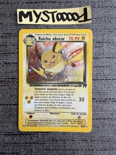 Carte pokémon raichu obscur - carte,