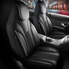 Coprisedili (Pilot) adatti per Ford Fiesta in grigio-nero con tasca posteriore