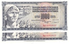 Jugoslavia - 2 Banconote 1000