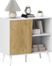 Credenza Buffet Con Armadietto E Vano Portaoggetti Con Ripiani Regolabili Su 3 L