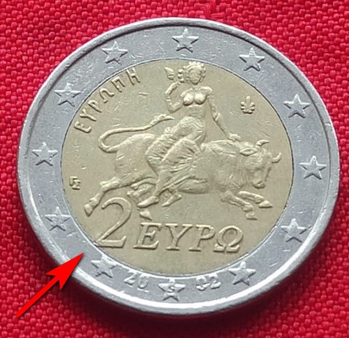 Moneta euro grecia 2002 con - 2,