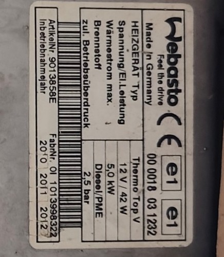 Webasto thermo top codice - thermo, v.​codice