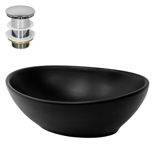 Lavabo appoggio nero in - lavabo,
