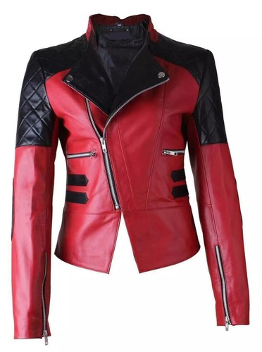 Giacca moto donna pelle rossa