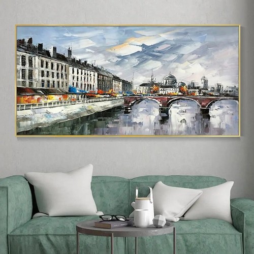 Dipinto olio città stile