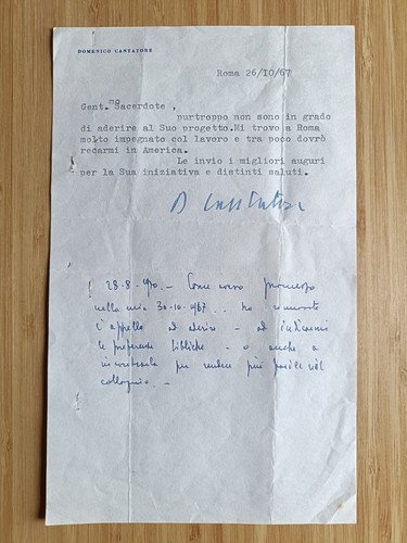 Cantatore domenico lettera - cantatore,,