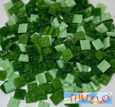 MOSAICO -Tessere mosaico pasta vetro 1x1 cm - 1 kg/1500 pz - Misto verde