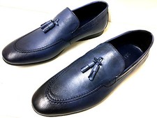 Nuova Moda Mocassini Blu In Pelle Scarpe Da Uomo Slipper 41