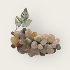 Grappolo d'uva in pietre dure semipreziose miste Quarzo Giada Corniola, Vintage