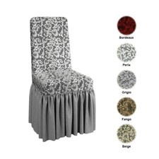 Coprisedie Coppia 2 Cuscini Vesti Sedia Cover Volant Tessuto Damasco Vari Colori