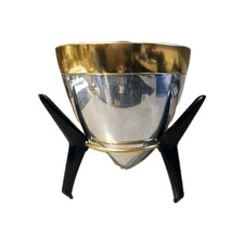 Secchiello ghiaccio vintage anni 60 MCM specchio alluminio proiettile atomico nave razzo con supporto