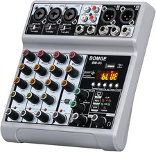 BOMGE Mixer Audio, Console Di Mixaggio Con 5 Canali USB Digitale Bluetooth Effet