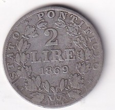 vaticano - 2 lire 1869 - Pius IX