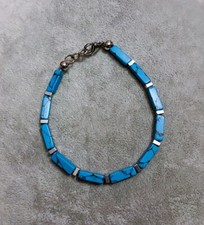 Bracciale da Uomo Pietra dura Naturale Howlite Turchese rettangoli ematite 4mm