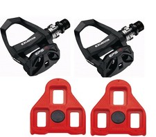 Exustar EPS R - Pedali strada + tacchete Rosse - Nero 330g la coppia 
