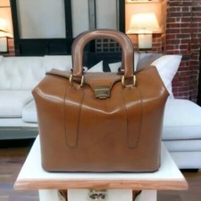 Valigia vintage borsa medico beauty case pelle marrone 