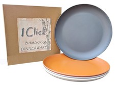 Bamboo Fiber 10 inches Dinner Plates, Set of 4, 4 Color, modern Bamboo Fiber ...