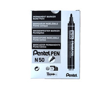 Pentel Pen N50 Marcatore Permanente Punta Conica Nero 12 Pezzi