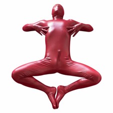 Body Uomo Gatto in Lattice Sintetico Ammoniaca con Guanti e Maschera - Nero/Rosso