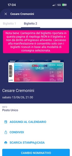 Biglietti cesare cremonini - cesare, 13