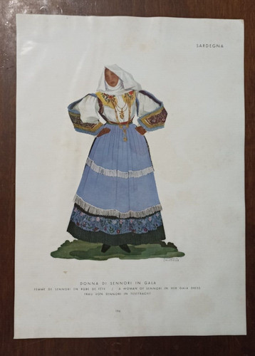 Costume sardo litografia donna - costume,