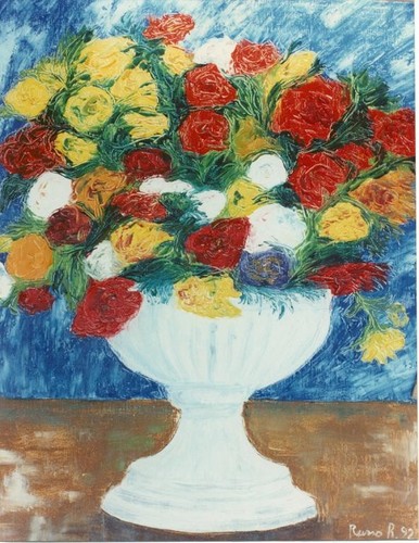 Quadro olio tela vaso - quadro,
