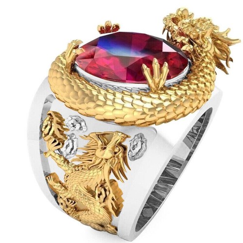 Elegante anello drago - , uomo