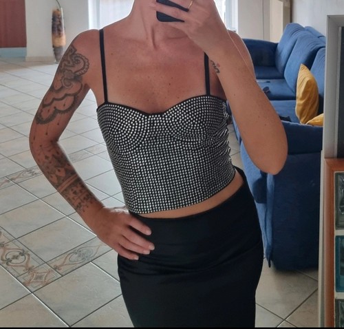 Canotta crop top donna nero