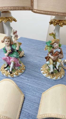 Coppia abat jour - coppia, capodimonte