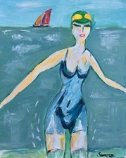 Superbe "Baigneuse à