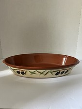 AS Portugal Teglia da forno ovale in ceramica smaltata terracotta con olive e foglie
