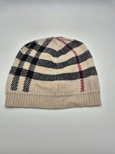 Burberry Cappello Beanie Lana Check Beige Made in Italy