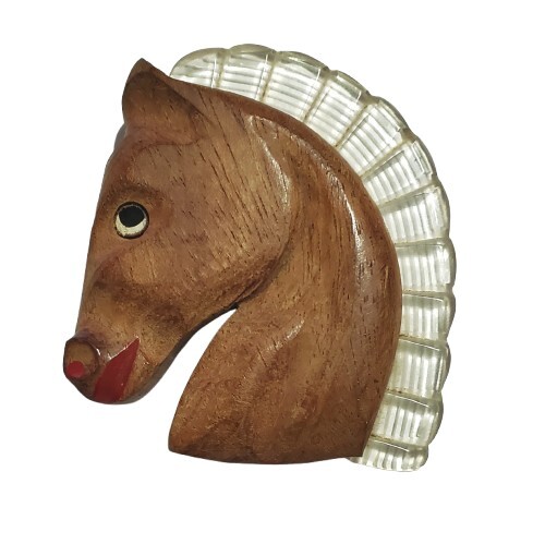 Rara spilla vintage legno - vintage,