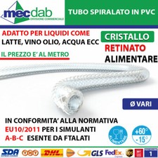Tubo Spiralato Retinato in PVC Per Alimenti Travaso Vino Acqua Ecc. Ø 15 a 25 mm