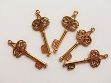 3pz charms ciondoli chiave colore oro antico 45x17mm,lead,nickel free
