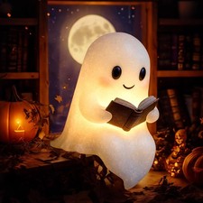 Lampada libro lettura fantasmi simpatica Halloween fantasma luce notturna per amanti dei libri