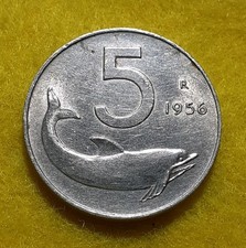 ITALIA 5 LIRE DELFINO 1956 BB+ RR R2