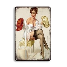 Targa pinup wig girl stampa