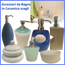 Set accessori da bagno porta sapone saponetta ceramica vintage spazzolini cotone