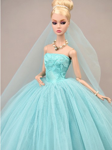 Abito sposa blu per bambola - da,